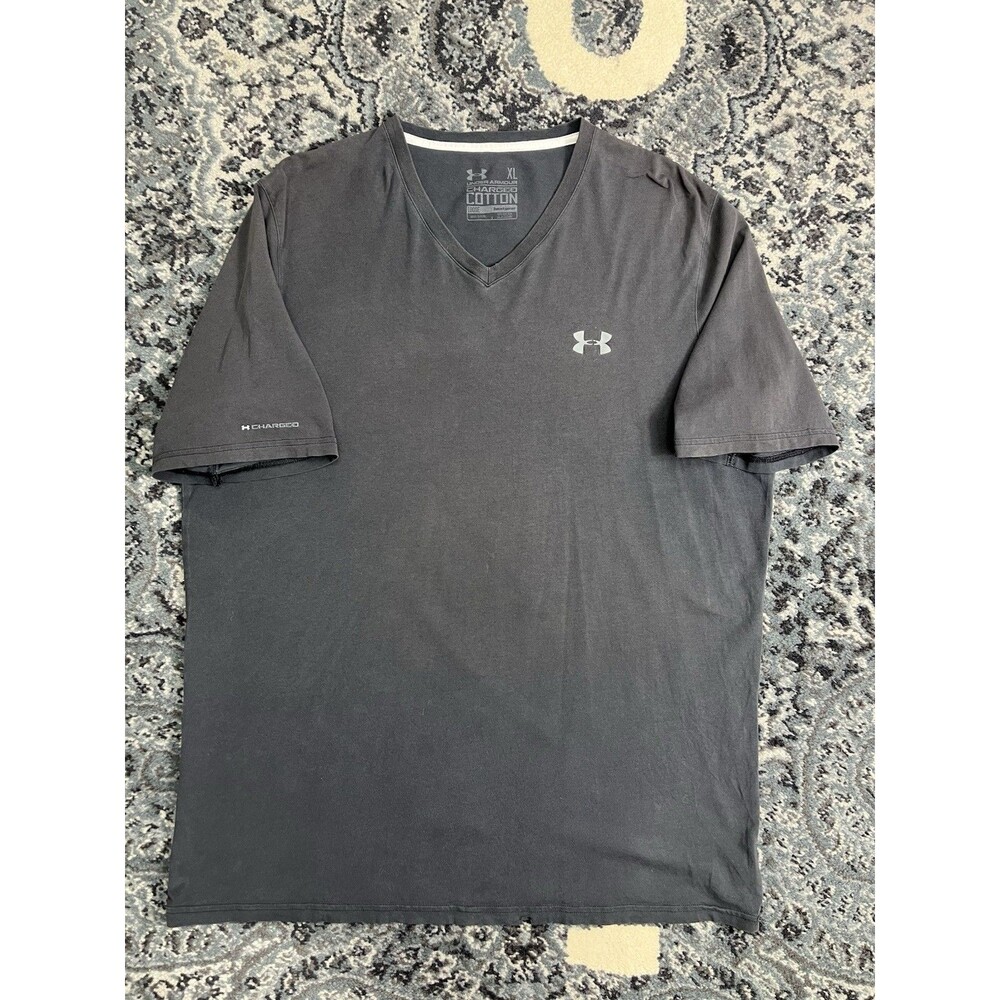 Under Armour Heatgear Men Size XL Gray Loose Performance T Shirt Short Sleeve